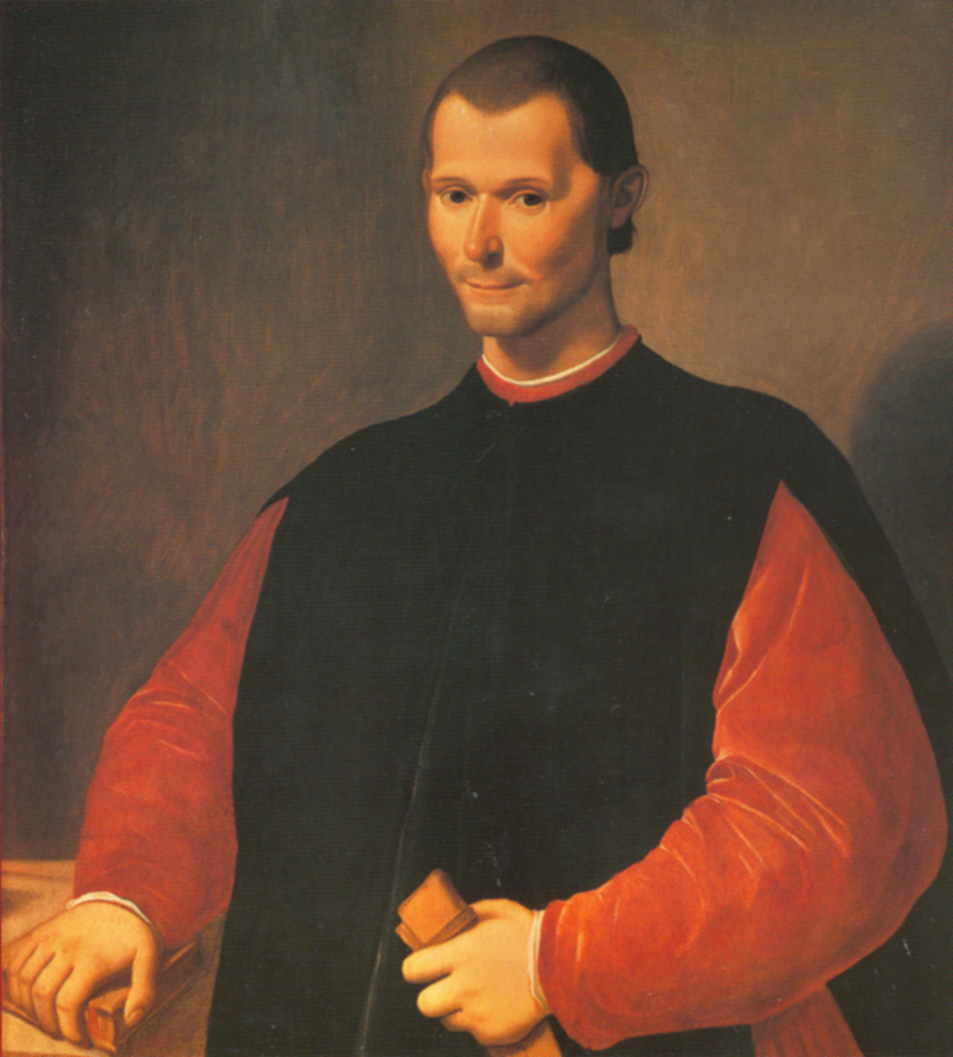 Portrait de Nicolas Machiavel en habit noir et rouge, peint par Santi di Tito
