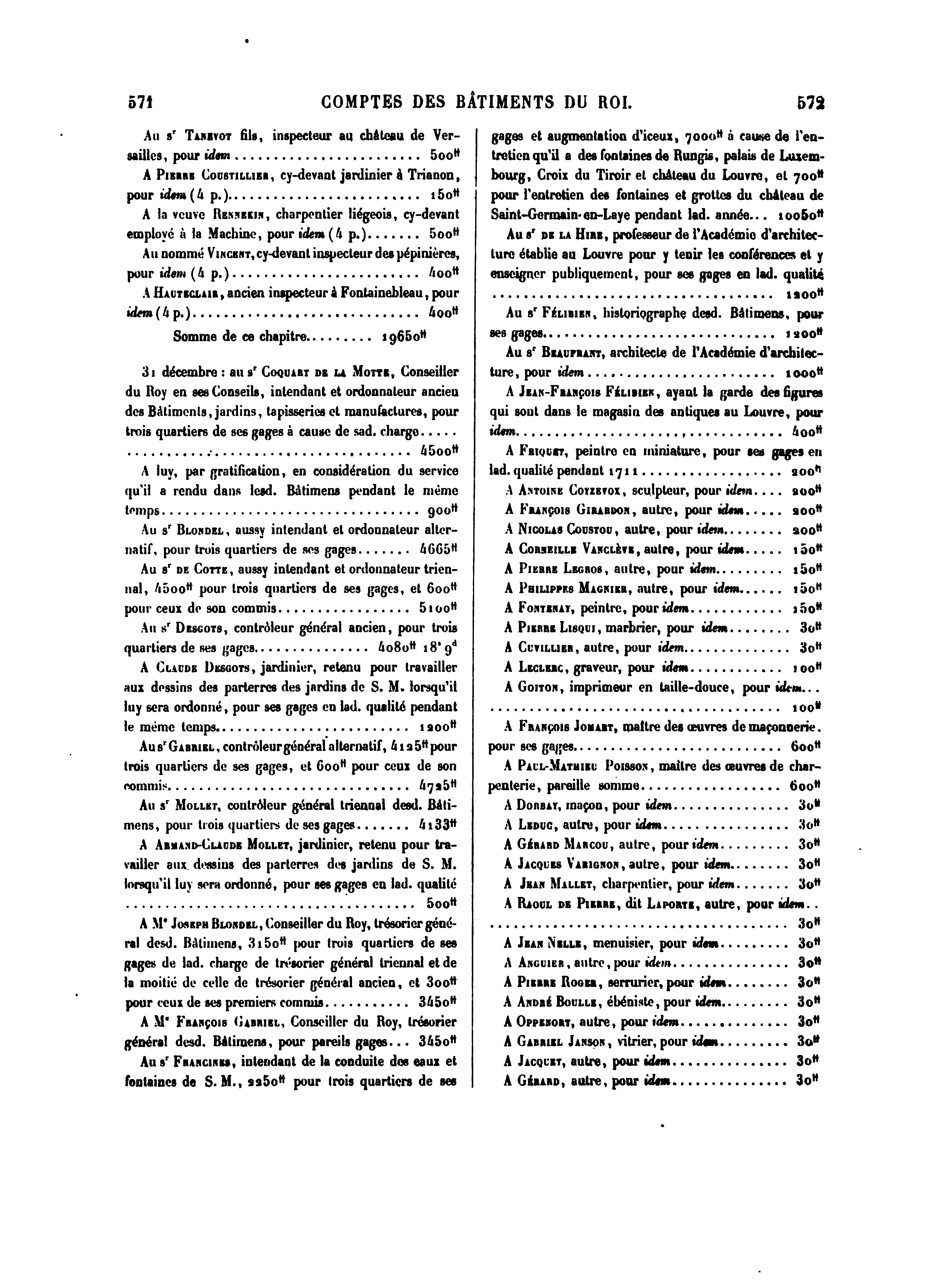 Fac-similé des Comptes de 1711 mentionnant la veuve Rennekin, sans prénom