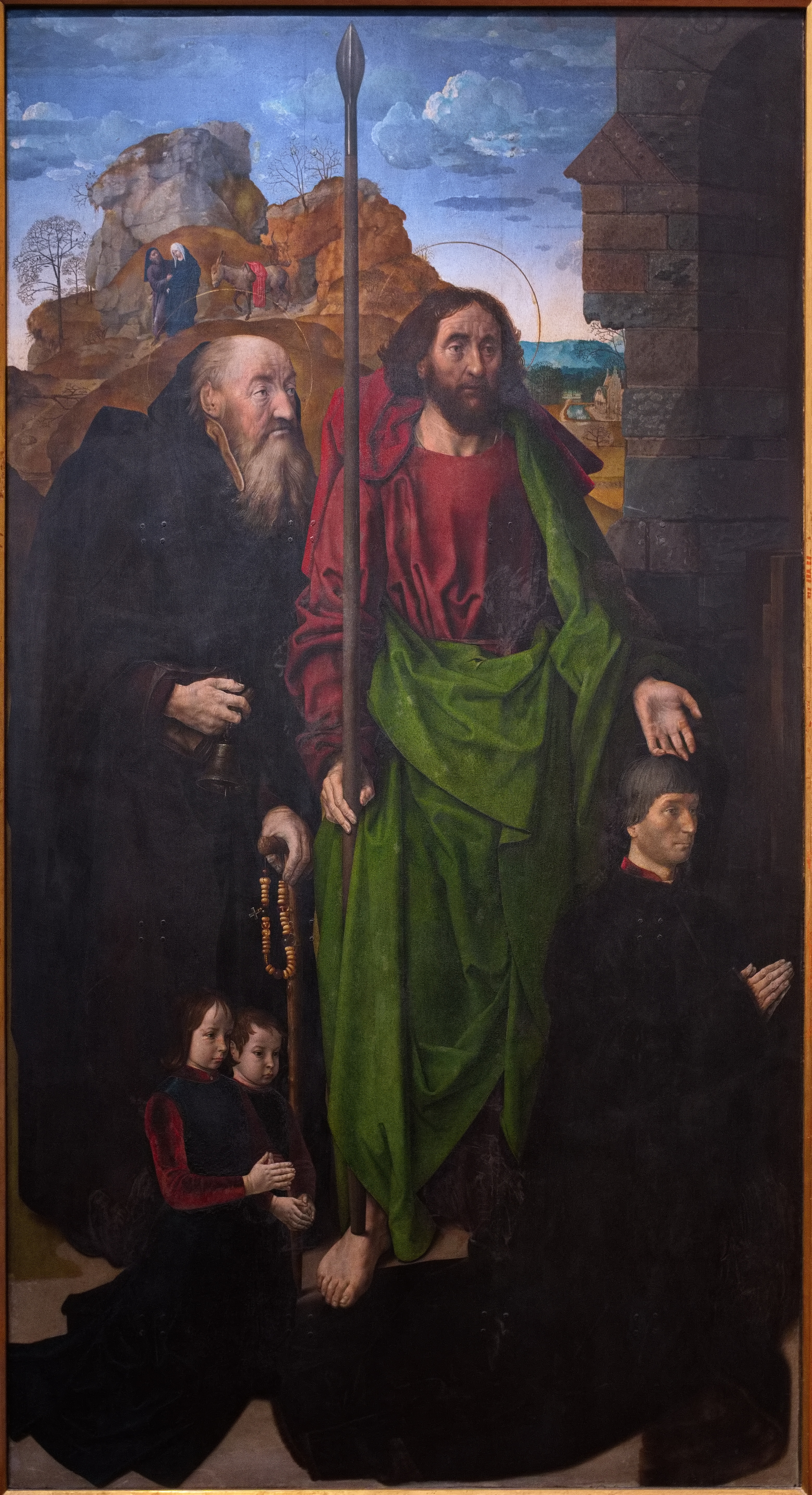 Volet gauche du Triptyque Portinari : Tommaso Portinari et ses fils sous la garde de saint Thomas et saint Antoine