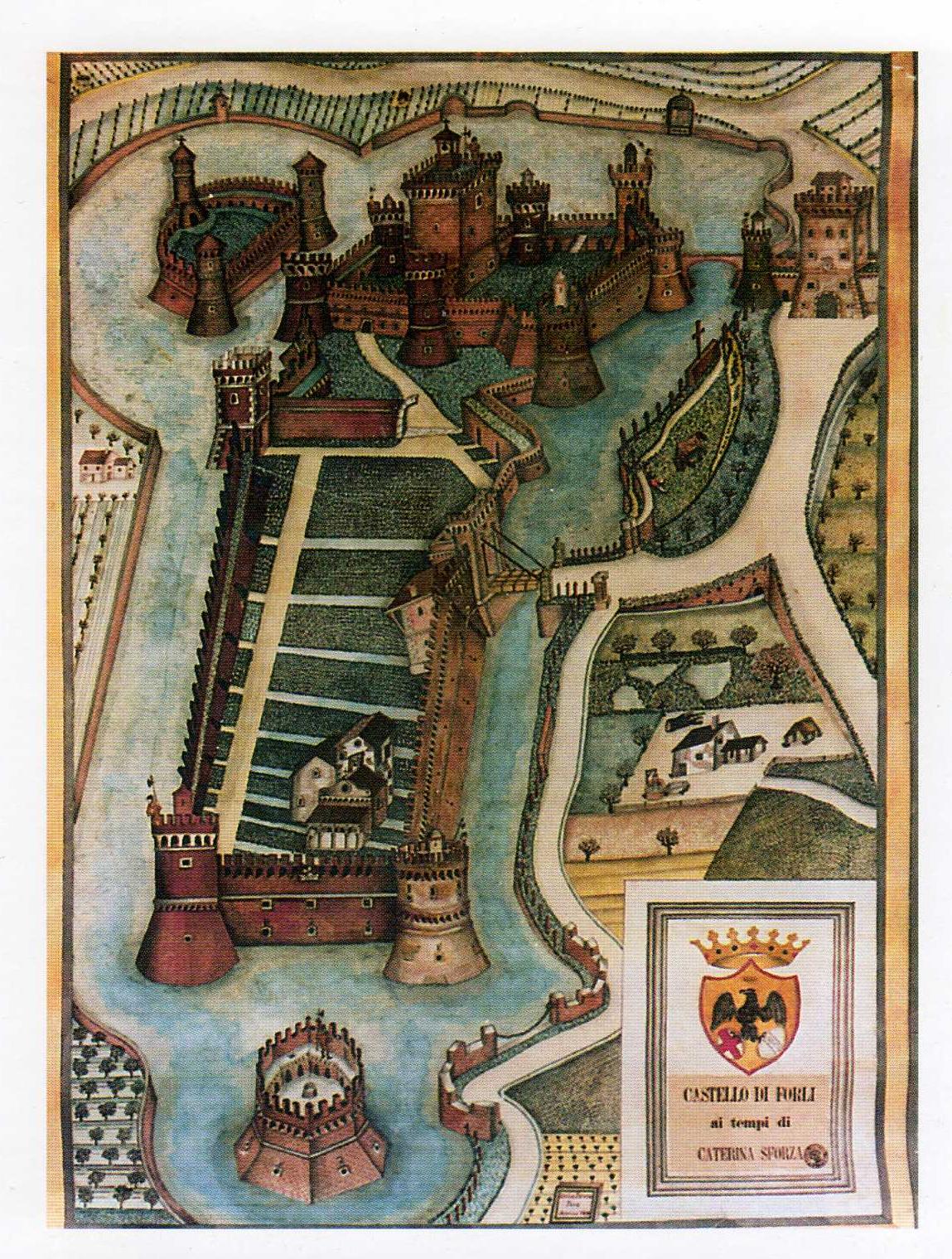 Vue cavalière de Ravaldino publiée au XIXe siècle